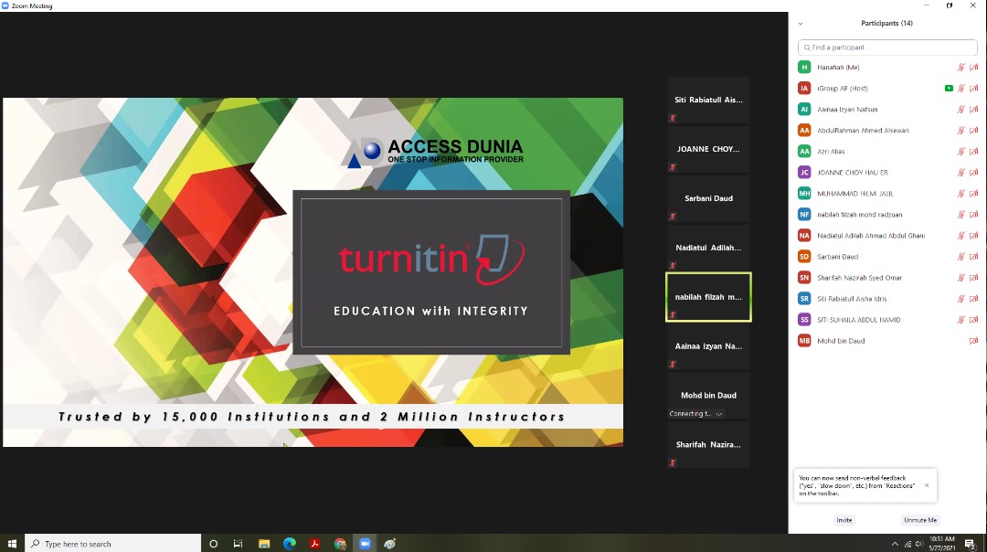 User Education Programme – Turnitin online training: Guide for students (27 May 2021)