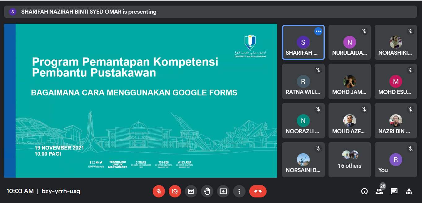 UMPLib - Program Pemantapan Kompetensi Pembantu Pustakawan : Bagaimana Menggunakan Google Forms (9th Session)